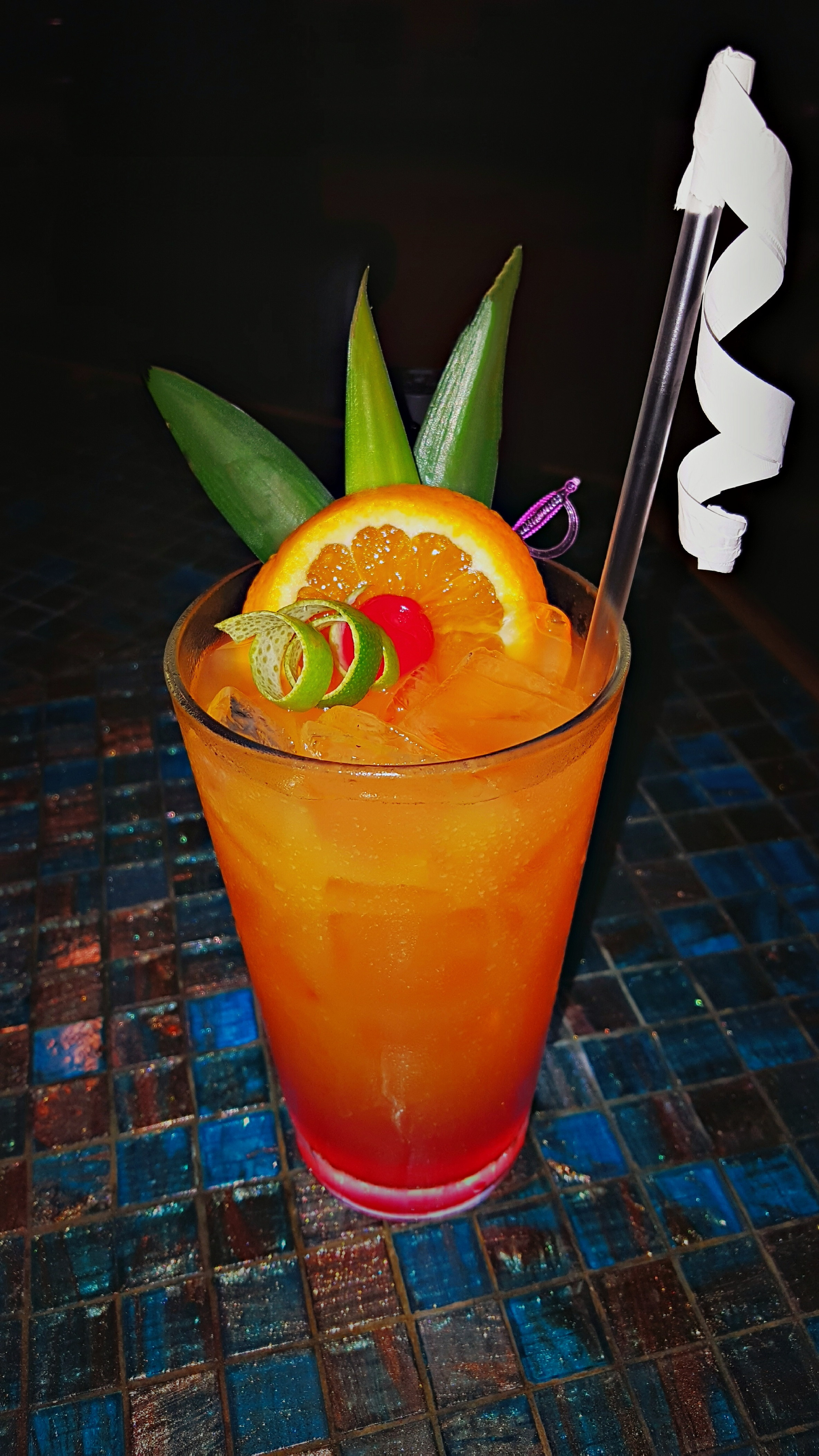 Fully Garnished Tropical Tiki Drink