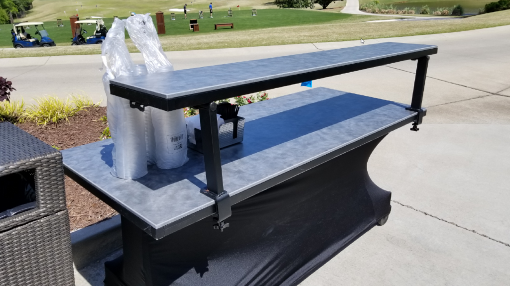 Portable Bar with a clamped welded frame top. More sturdy but requires more preparation