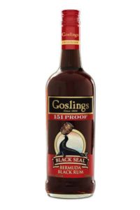 Goslings Black Seal Rum (Bottle shown for educational and identity purposes only)