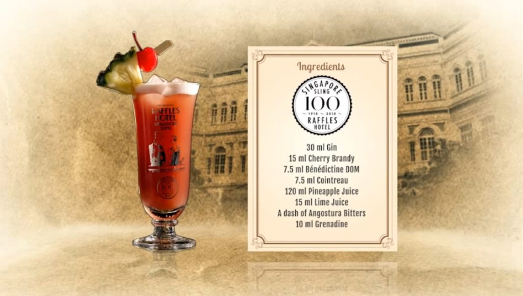 Singapore Sling from Long Bar at the Raffles Hotel in Singapore